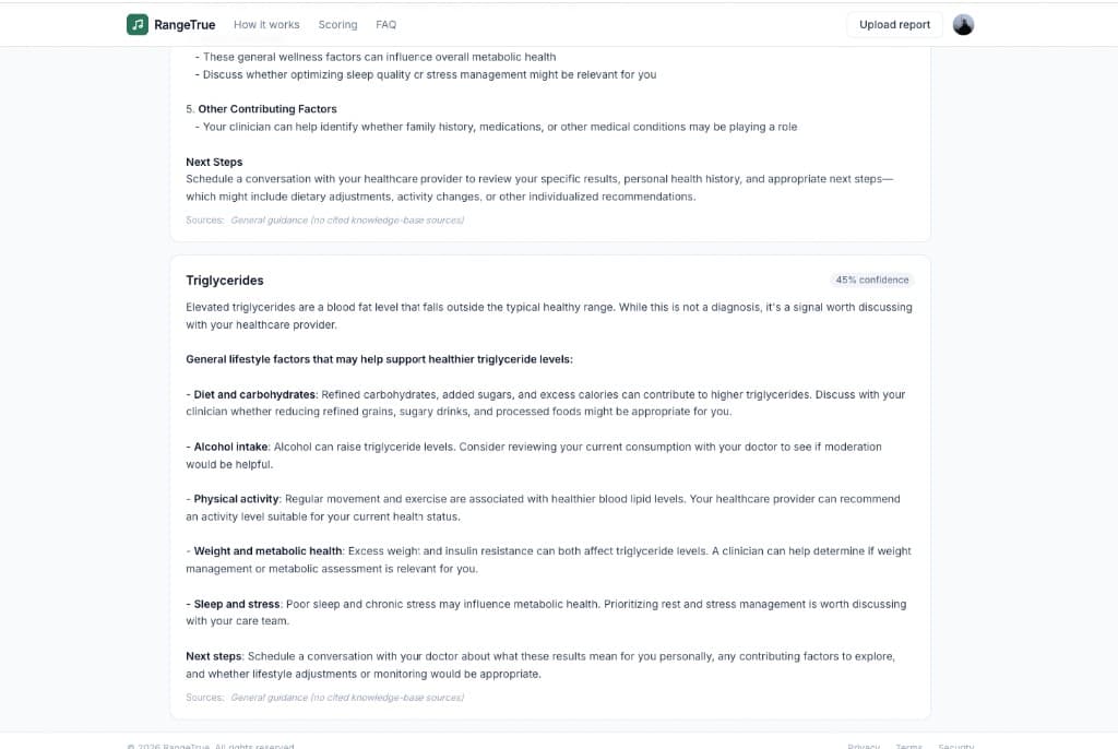RangeTrue root-cause guidance for Triglycerides